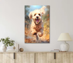 Dog Running Freely in The Sand Painting 40x60cm Canvas or Metal Print Wall Art - Picture 1 of 4