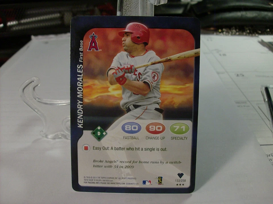 2011 Topps Attax Baseball  #133 - Kendry Morales - Los Angeles Angels  11-881 - Image 1 of 2
