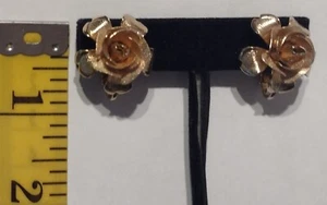 Pendientes clips vintage cepillados texturizados tono oro rosa 1 pulgada - Imagen 1 de 4