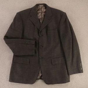 Oscar de la Renta Jacket M Black Gray Birdseye Check 100% Wool Blazer 42S - Picture 1 of 15