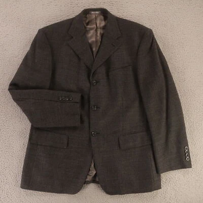 Oscar de la Renta Jacket M Black Gray Birdseye Check 100% Wool Blazer 42S - Image 1 of 4