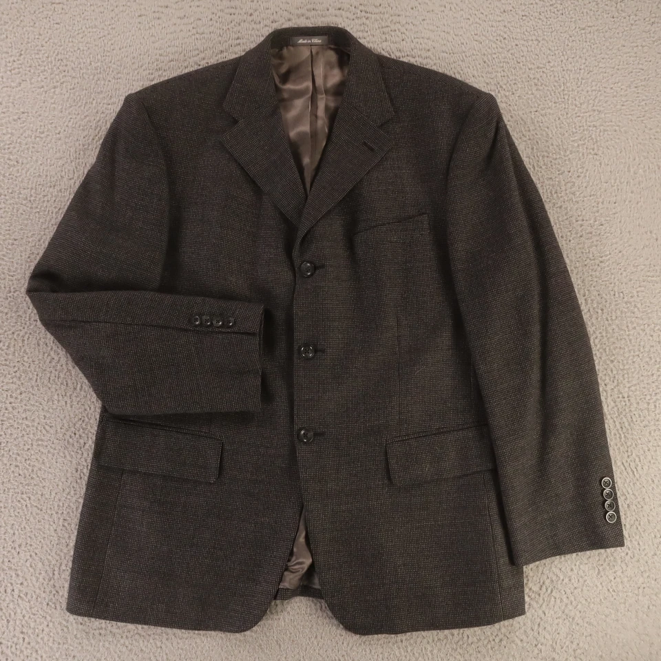 Chaqueta Oscar de la Renta M Negra Gris Cuadros Ojo de Pájaro 100% Lana Blazer 42S Foto 1 de 4