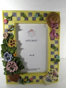 Giftcraft Yellow Ceramic Garden Picture Frame ~ (for 4 X 6" photo) - Picture 1 of 11