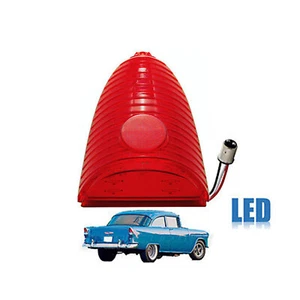 55 Chevy Red LED Tail Brake Stop Light Lens 150 210 Bel Air Nomad Delivery 1955 - Foto 1 di 4
