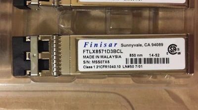 New Finisar FTLX8571D3BCL 850nm 10 GbE SR multimode SFP+ Transceiver - Image 1 of 4