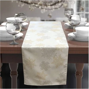 Elegant Snowflakes Jacquard Table Runner 14"x72" - Perfect for Festive Occasions - Picture 1 of 4
