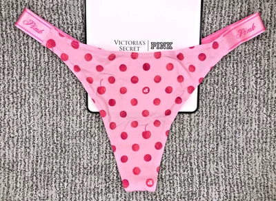 Victorias Secret PINK NWT XXL Pink Polka Dot Thong Panty Cute Spellout Sexy Logo - Image 1 of 4