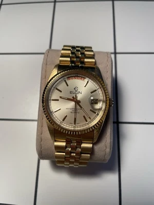 Vintage Elgin “Presidential” Day Date Quartz Watch Gold Tone - Image 1 of 4