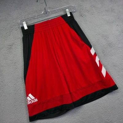 Adidas Basketball Shorts Youth M Black Red Relaxed Baggy Perforated Athleisure - Image 1 of 4