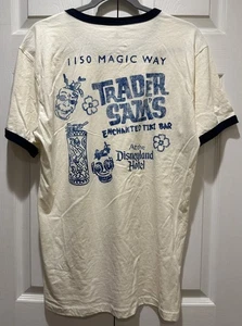 Disney Parks Trader Sam’s Enchanted Tiki Bar Cream Ringer Tshirt Size M - Picture 1 of 5