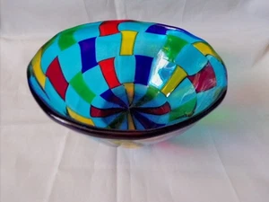 Vintage italienische Angelo Ballarin Murano Glas Pezzatto Schale signiert - Bild 1 von 10