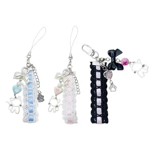Sweet Lace Ribbon Cat Pendant Phone Charm Chain Strap Bag Decoration Lanyard - Photo 1 sur 10