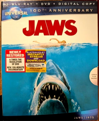 Jaws - 1975 (Blu-ray, DVD, 2012, 2 Disc) W/Digital Copy & Slip Cover! Like New! - Image 1 of 3