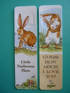 Vtg 90s Tab Bookmarks GUESS HOW MUCH I LOVE YOU (2) pcs Antioch - Imagen 1 de 3