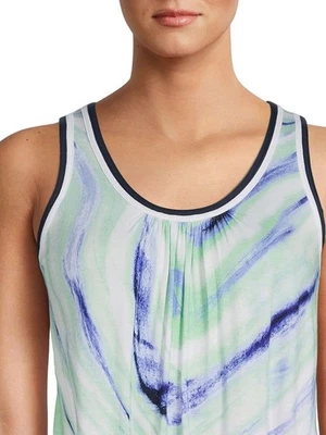 SECRET TREASURES BLUE WHITE NAVY SLEEVELESS TIE DYE MIDI NIGHTGOWN POCKETS XL - Image 1 of 4