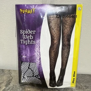 Spirit Costume Spiderweb Fishnet TIGHTS Plus Size NEW BLACK - Picture 1 of 3