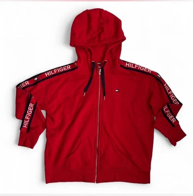 Tommy Hilfiger Sport men’s red zip up fleece hoodie size XL - Image 1 of 4