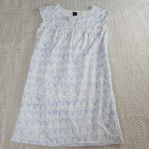 Gap Kids White w/ Blue Embordered Flowers Sz XL Cotton Dinner Party church Dance - Picture 1 of 8