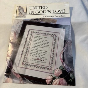 United in Gods Love 11 Marriage Samplers Praying Hands Cross Stitch Patterns - Picture 1 of 5