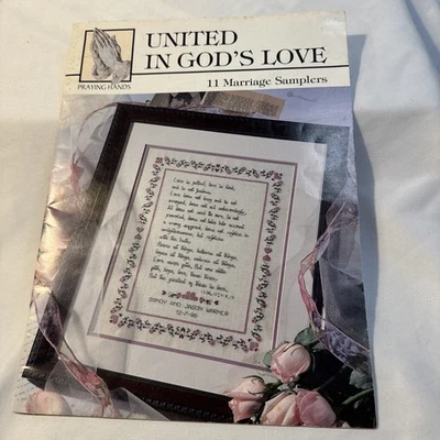 United in Gods Love 11 Marriage Samplers Praying Hands Cross Stitch Patterns - Image 1 of 4