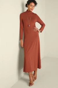 Maxi Vestido para Mujer Soft Surroundings Jackie Jersey Tejido Cuello Alto XS Naranja - Imagen 1 de 7