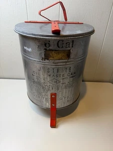 Vintage JustRite Oily Waste Can No. 1 Chicago USA Metal 17" x 12" - Picture 1 of 10