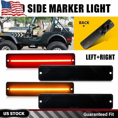 4X luzes indicadoras laterais de LED traseiras dianteiras fumê para picape Jeep J10 J20 1974-1987 - Imagem 1 de 4