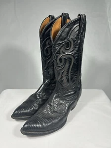 Tony Lama Echsenhaut Stiefel Größe 9 1/2 D schwarz Western Cowboy Southwestern - Bild 1 von 8