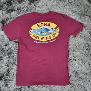 Kona Brewing Co. T-Shirt Men's Small Red Hawaii Craft Beer Logo Liquid Aloha - Picture 1 of 12