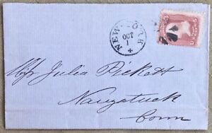 1867 3c Fancy Cancel Murphy's Patented Letter Envelope New York to Connecticut