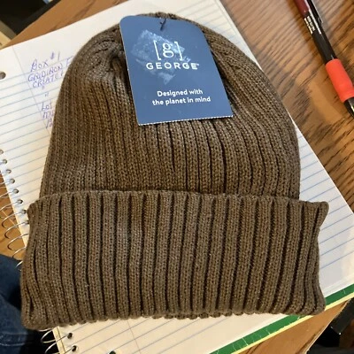 George RIB Beanie ONE SIZE  Winter Cap Hat...Brown…NEW WITH TAG!! - Image 1 of 3