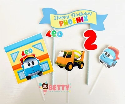 Decoração de bolo personalizada Leo the Truck - Imagem 1 de 4