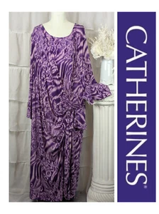 Maxi vestido elástico envolvente sintético púrpura de Catherine’s talla 3X - Imagen 1 de 8