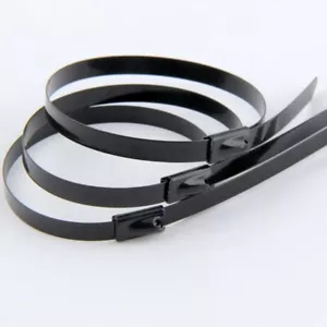 Black coated T316 Stainless Steel Metal Cable Ties Zip Wrap Exhaust Heat Straps - Picture 1 of 4