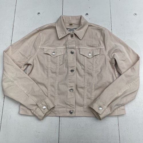 Giacca denim donna Michael Kors rosa chiaro misto cotone con bottoni taglia large