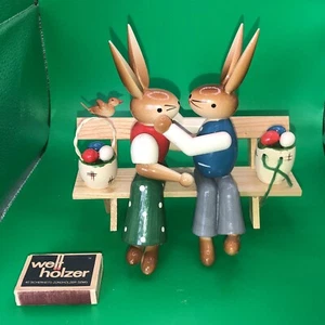 Altes Erzgebirge Osterhasen, Hasenliebespaar so aus den 60 /70gern Osterdeko - Bild 1 von 8