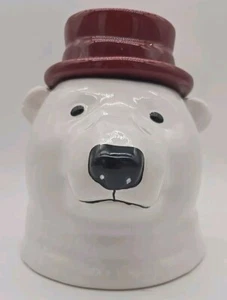 Threshold - Stoneware Polar Bear With Hat Cookie Jar - Picture 1 of 6