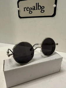 Retro Round Steampunk Sunglasses Gothic Circle Chrome Metal Frame (T)... - Picture 1 of 7