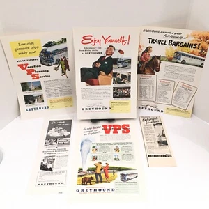 Magazine Advertising -1950-1954 Greyhound Bus Lines 4 Colorful Pages + 2 Facts - Picture 1 of 6