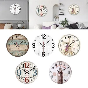 Vintage Rustic Wall Battery Operated Non Ticking for Farmhouse Office Bedroom - Picture 1 of 36