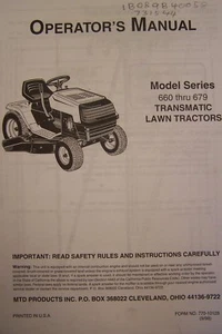CUB CADET OPERATOR'S MANUAL FOR TRANSMATIC LAWN TRACTORS 660 THRU 679 - Picture 1 of 2