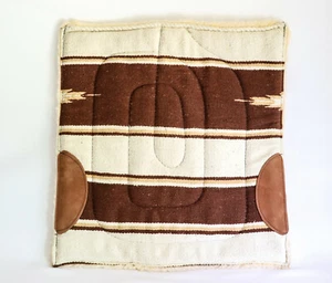 Classic Horse Saddle Pad Approx. 24"x24" Navajo Design w/ Suede Wear Leathers - Picture 1 of 6