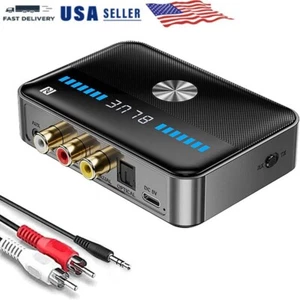 Bluetooth 5.3 Receiver Transmitter Wireless 3.5mm AUX NFC to 2 RCA Audio Adapter - Picture 1 of 15