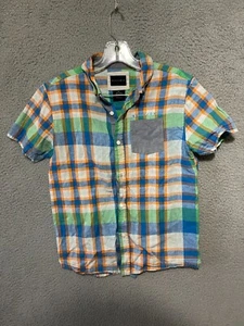 SEAN JOHN Shirt Youth Boys Short Sleeves Button Up Size XL front pockets plaid - Picture 1 of 5