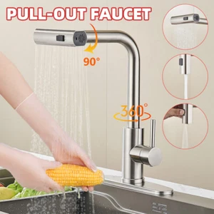Llave De Agua Para Cocina Con Rociador Extraible Grifos Fregadero Lavamanos Baño - Imagen 1 de 23