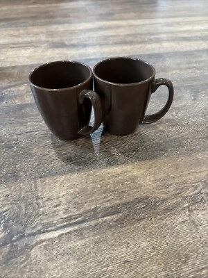 Juego de 2 tazas de café vintage de gres Corelle marrón chocolate Foto 1 de 2