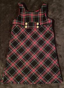 Girls Holiday Plaid jumper TCP Size 4 Fully Lined Gold accent Red Green Black - Picture 1 of 4