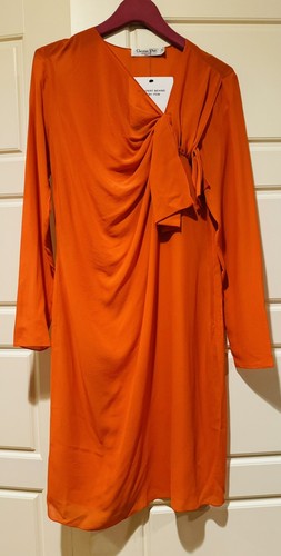Mini abito arancione Christian Dior seta con etichette US8 FR40