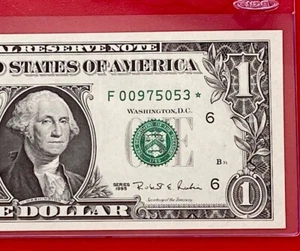 1995 STAR NOTE $1 Dollar Bill ( ATLANTA F ) UNCIRCULATED - Picture 1 of 3