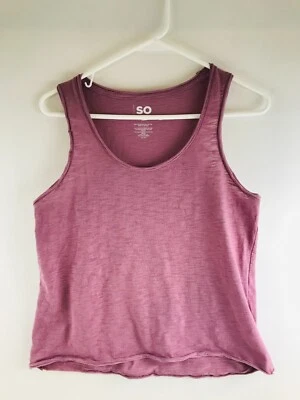 SO Tank Top Women's Size Medium Purple Heather Sleeveless Raw Edges - Image 1 of 4